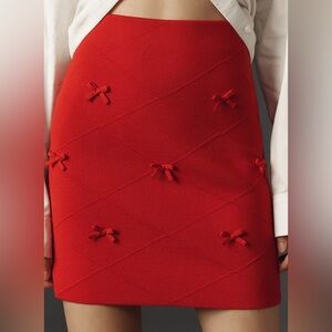 NWT Anthropologie red MAEVE BOWS MINI SKIRT. Size Medium